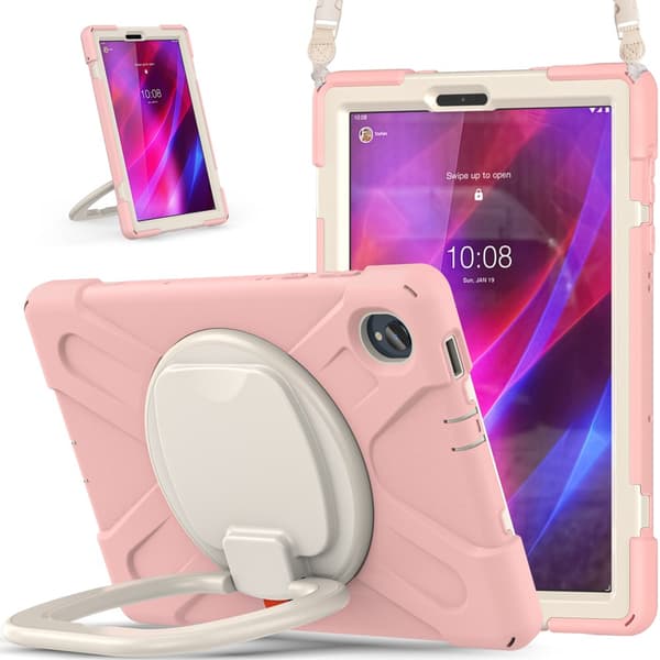 SKALO Lenovo Tab M10 FHD Plus 10.3" Ekstra stødsikker Armor ringskal med skulderrem - Pink