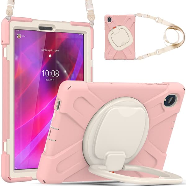 SKALO Lenovo Tab M10 FHD Plus 10.3" Ekstra stødsikker Armor ringskal med skulderrem - Pink