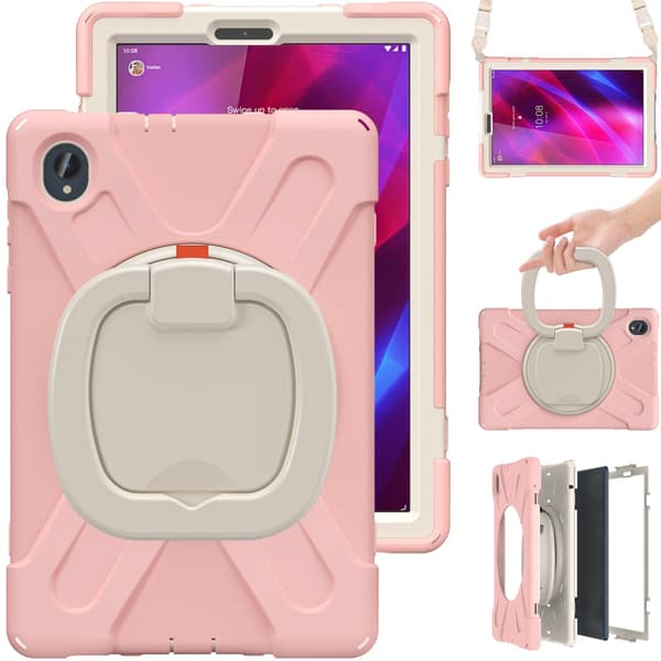 SKALO Lenovo Tab M10 FHD Plus 10.3" Ekstra stødsikker Armor ringskal med skulderrem - Pink