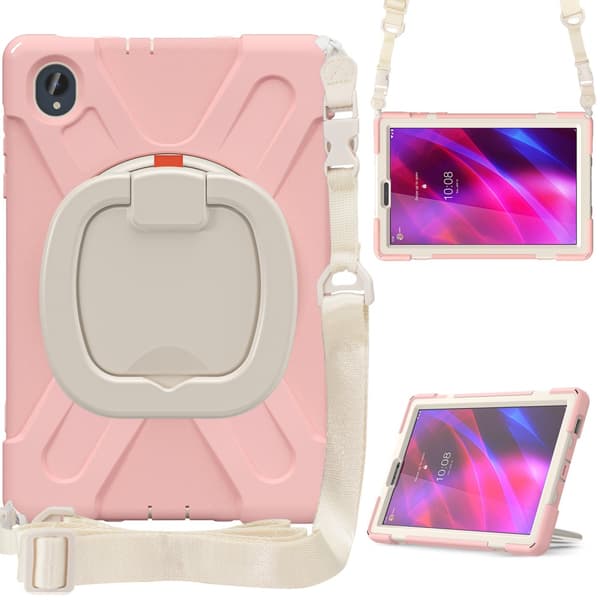 SKALO Lenovo Tab M10 FHD Plus 10.3" Ekstra stødsikker Armor ringskal med skulderrem - Pink