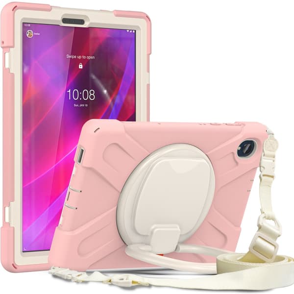 SKALO Lenovo Tab M10 FHD Plus 10.3" Ekstra stødsikker Armor ringskal med skulderrem - Pink