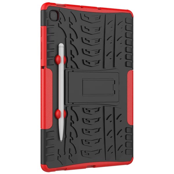 SKALO Samsung Tab S6 Lite Armor Tire Hybrid Suojakuori - Punainen
