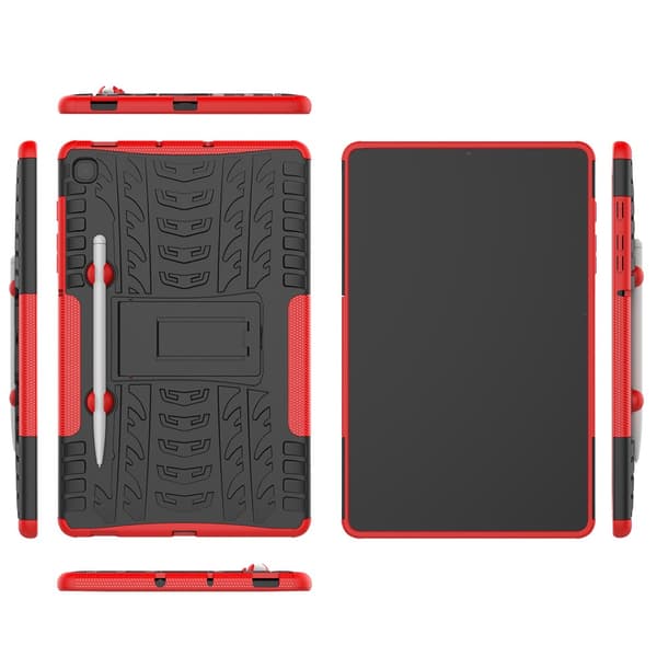 SKALO Samsung Tab S6 Lite Armor Tire Hybrid Suojakuori - Punainen