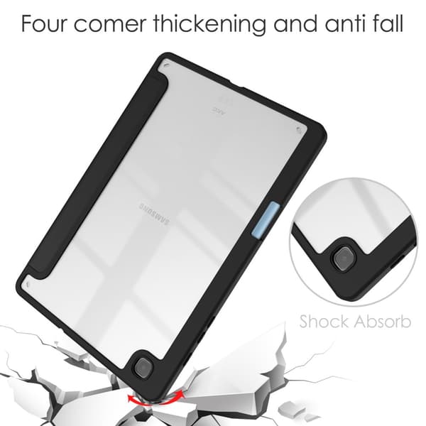 SKALO Samsung Tab S6 Lite Trifold Etui med gennemsigtig bagside - Sort