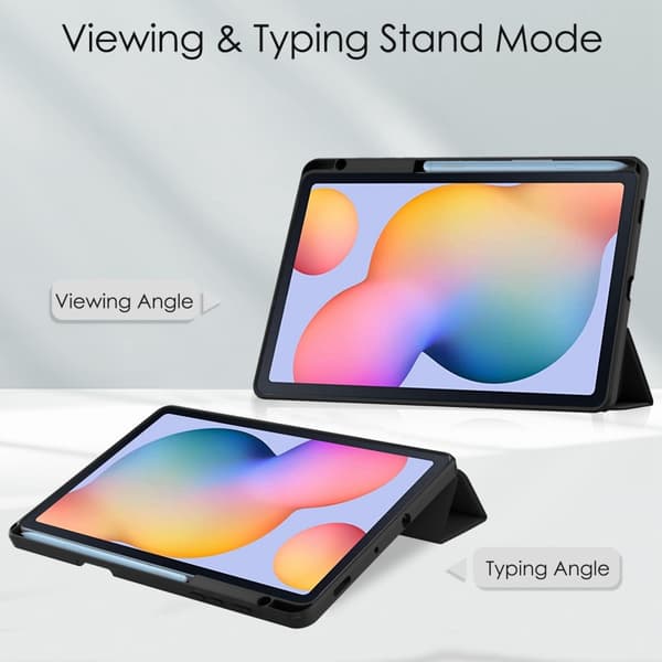 SKALO Samsung Tab S6 Lite Trifold Etui med gennemsigtig bagside - Sort