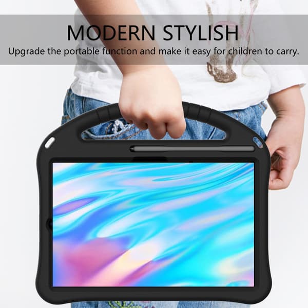 SKALO Samsung Tab S6 Lite Barnskal med handtag och ställ - Svart