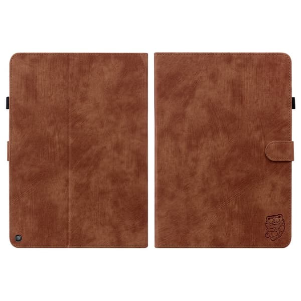 SKALO Amazon Fire HD 10/10 Plus (2021) Cute Tiger PU-læder Flip Cover - Brun