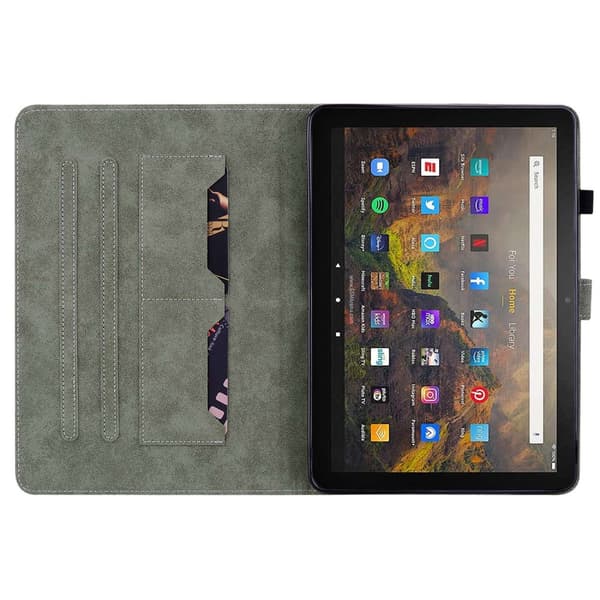 SKALO Amazon Fire HD 10/10 Plus (2021) Cute Tiger PU-læder Flip Cover - Brun