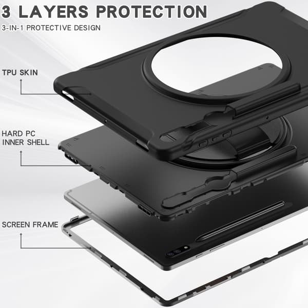 SKALO Samsung Tab S8 Ultra Extra Stöttåligt Armor Shockproof Skal - Svart