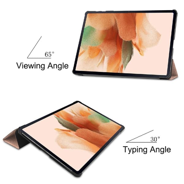 SKALO Samsung Tab S7 FE Trifold Suojakotelo - Ruusukulta