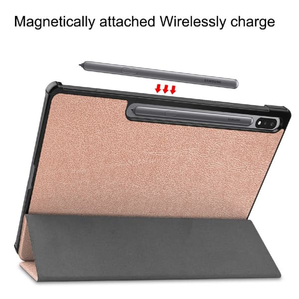 SKALO Samsung Tab S7 FE Trifold Suojakotelo - Ruusukulta