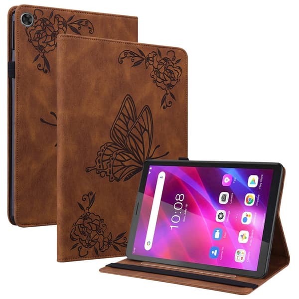 SKALO Lenovo Tab M7 (Gen 3) Mandala Butterfly Suojakotelo - Ruskea