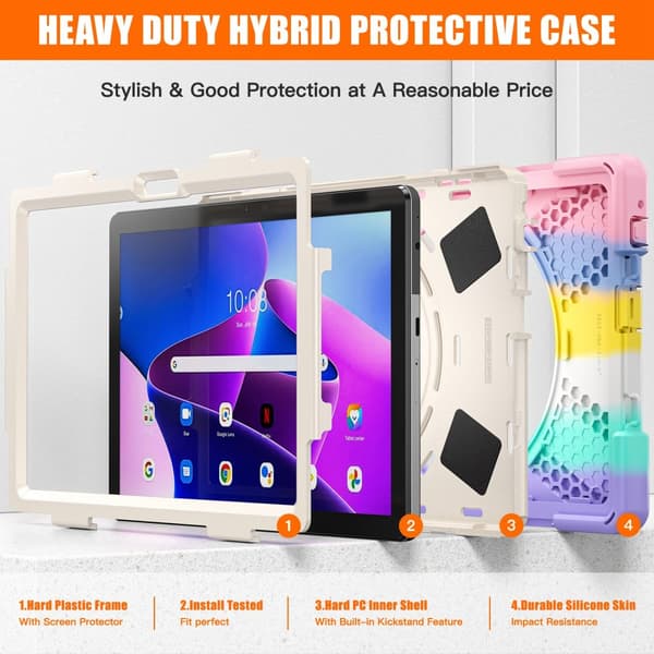 SKALO Lenovo Tab M10 (Gen 3) Extra Shockproof Armor Shockproof Cover - Rainbow