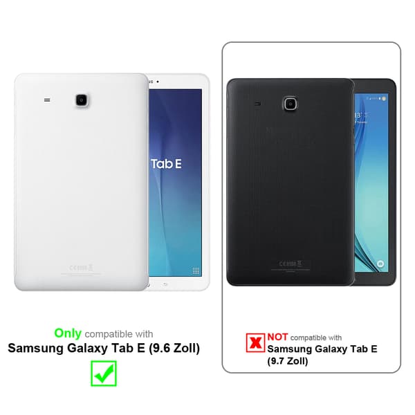 Samsung Galaxy Tab E (9.6 Zoll) Lompakkokotelo Matkapuhelinkotelo Suojakuori Suojakotelo ilman Auto Wake Up, jalusta toiminto ja kuminauha sulkeminen