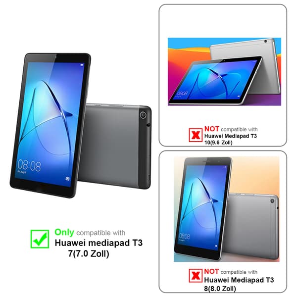 Deksel for Huawei MediaPad T3 7 (7.0 tommer) Lommebokdeksel til Nettbrett UTEN Auto Wake Up, med stativfunksjon og elastisk båndlukking