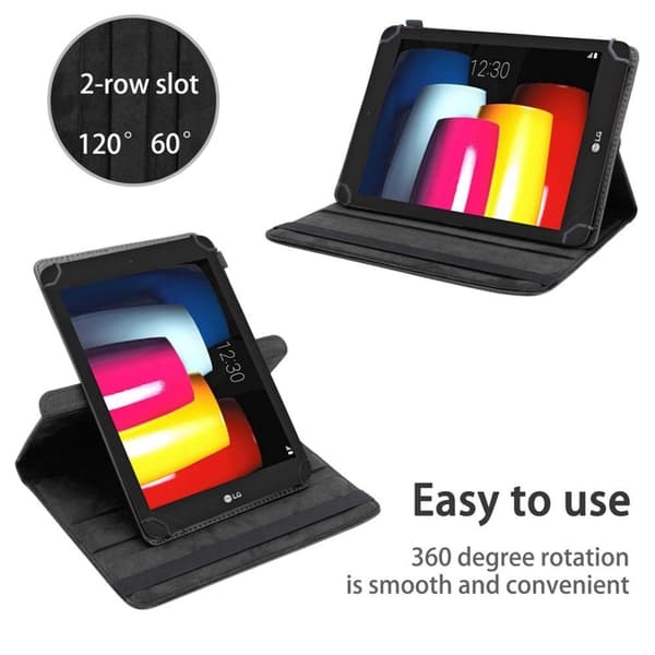 Fordal för surfplatta för LG G Pad IV (8.0 tum) Skal 360 Graders skyddsomslag av läderimitation med stativfunktion och elastiskt band