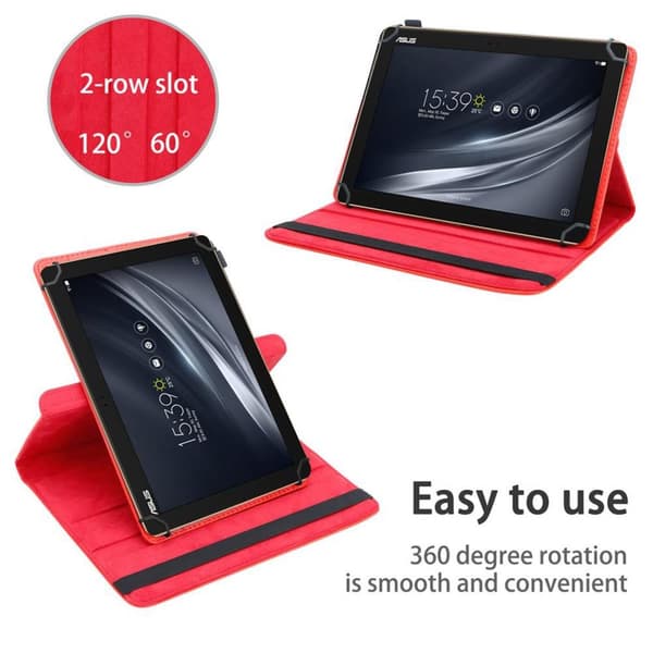 Fordal för surfplatta för Asus ZenPad 10 (10.1 tum) Skal 360 Graders skyddsomslag av läderimitation med stativfunktion och elastiskt band