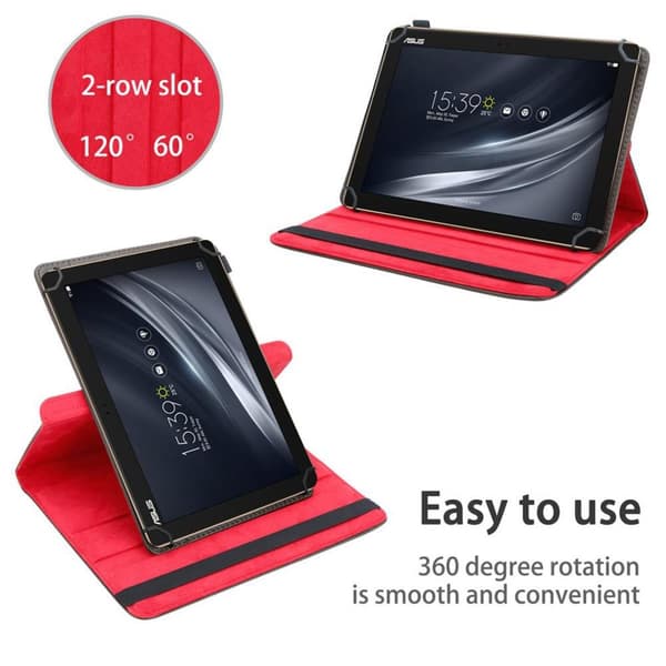 Fordal för surfplatta för Asus ZenPad 10 (10.1 tum) Skal 360 Graders skyddsomslag av läderimitation med stativfunktion och elastiskt band