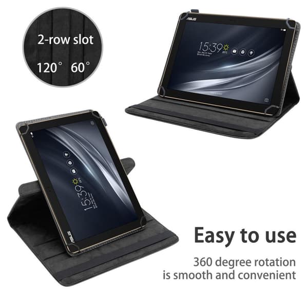 Fordal för surfplatta för Asus ZenPad 10 (10.1 tum) Skal 360 Graders skyddsomslag av läderimitation med stativfunktion och elastiskt band