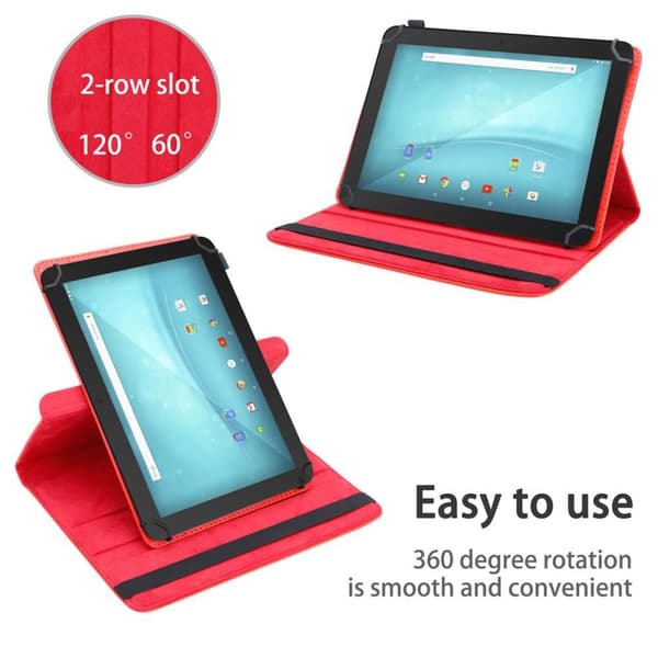 Deksel for Trekstor Surftab Breeze (10.1 tommer) 360 graders beskyttelsesetui nettbrett i kunstskinn med stativfunksjon og elastisk stropp