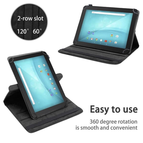 Deksel for Trekstor Surftab Breeze (10.1 tommer) 360 graders beskyttelsesetui nettbrett i kunstskinn med stativfunksjon og elastisk stropp