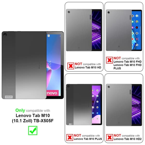 Deksel for Lenovo Tab M10 (10.1 tommer) TB-X505F 360 graders beskyttelsesetui nettbrett i kunstskinn med stativfunksjon og elastisk stropp