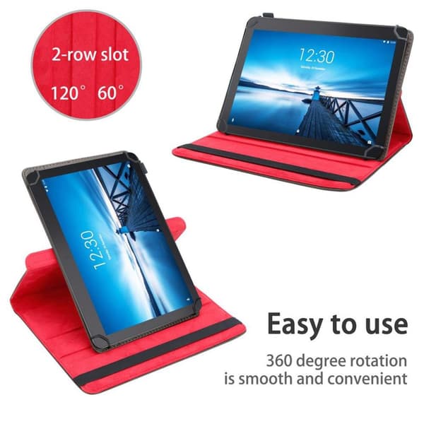 Fordal för surfplatta för Lenovo Tab E10 (10.1) Skal 360 Graders skyddsomslag av läderimitation med stativfunktion och elastiskt band