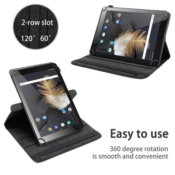 Odys Titan 10 Suojakuori Suojakotelo Tablet Kotelo 60 astetta Faux Nahka Stand toiminto ja joustava hihna