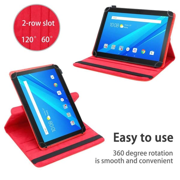 Fordal för surfplatta för Lenovo Tab 4 10 PLUS (10.1 tum) Skal 360 Graders skyddsomslag av läderimitation med stativfunktion och elastiskt band