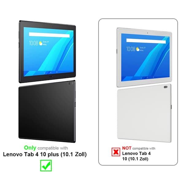 Deksel for Lenovo Tab 4 10 PLUS (10.1 tommer) 360 graders beskyttelsesetui nettbrett i kunstskinn med stativfunksjon og elastisk stropp