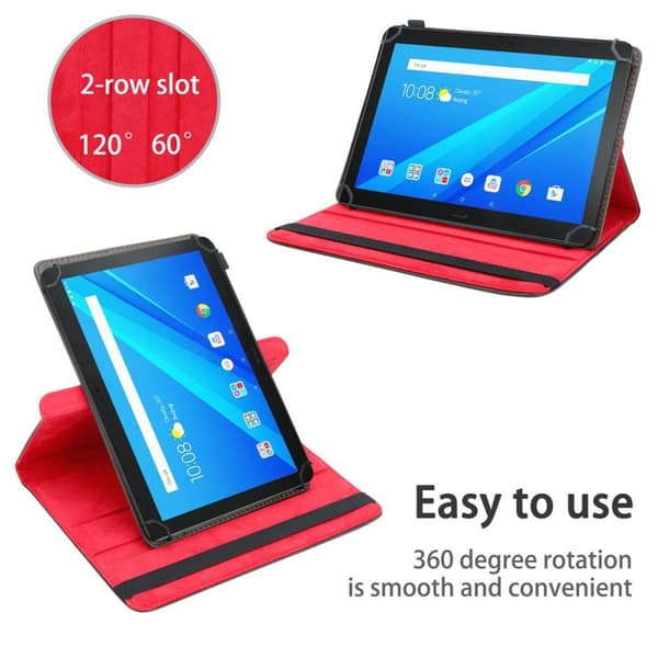 Fordal för surfplatta för Lenovo Tab 4 10 PLUS (10.1 tum) Skal 360 Graders skyddsomslag av läderimitation med stativfunktion och elastiskt band