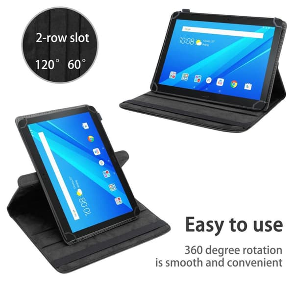 Fordal för surfplatta för Lenovo Tab 4 10 PLUS (10.1 tum) Skal 360 Graders skyddsomslag av läderimitation med stativfunktion och elastiskt band