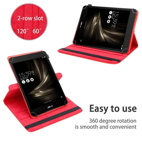 Deksel for Asus Zenpad 3 (8.0 tommer) 360 graders beskyttelsesetui nettbrett i kunstskinn med stativfunksjon og elastisk stropp