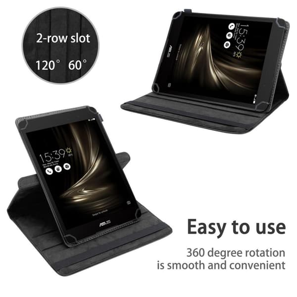 Fordal för surfplatta för Asus Zenpad 3 (8.0 tum) Skal 360 Graders skyddsomslag av läderimitation med stativfunktion och elastiskt band