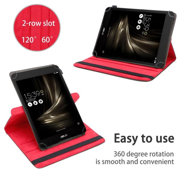 Deksel for Asus Zenpad 3 (8.0 tommer) 360 graders beskyttelsesetui nettbrett i kunstskinn med stativfunksjon og elastisk stropp