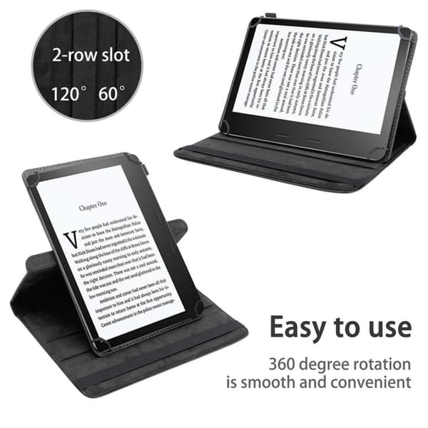 Fordal för surfplatta för Kindle Oasis 2016 (8. Gen.) Skal 360 Graders skyddsomslag av läderimitation med stativfunktion och elastiskt band