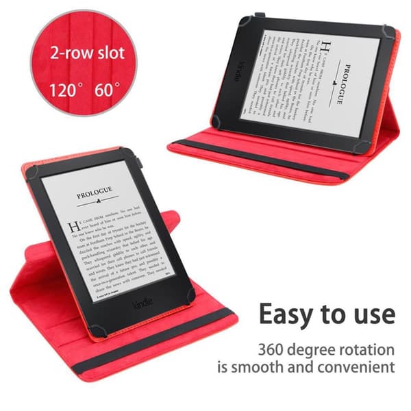 Deksel for Kindle Voyage 2014 (7. Gen.) 360 graders beskyttelsesetui nettbrett i kunstskinn med stativfunksjon og elastisk stropp