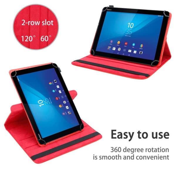 Fordal för surfplatta för Sony Xperia Tablet Z4 (10.1 tum) Skal 360 Graders skyddsomslag av läderimitation med stativfunktion och elastiskt band