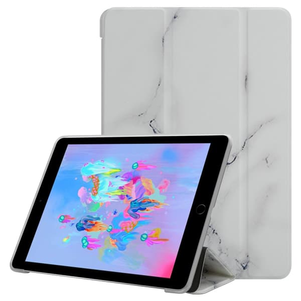 Deksel til iPad AIR 2 2014 / AIR 2013 / PRO (9.7 tommer) Ultratynt Nettbrett Silikondeksel av fleksibel TPU-silikon med stativfunksjon Hvit marmor