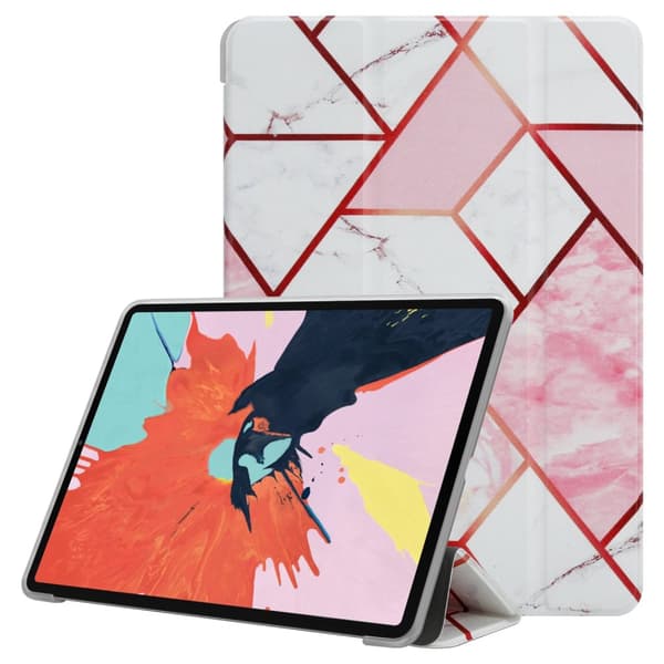 Deksel til iPad PRO 11 2020 / 2021 (11 tommer) Ultratynt Nettbrett Silikondeksel av fleksibel TPU-silikon med stativfunksjon Hvit rosa marmor