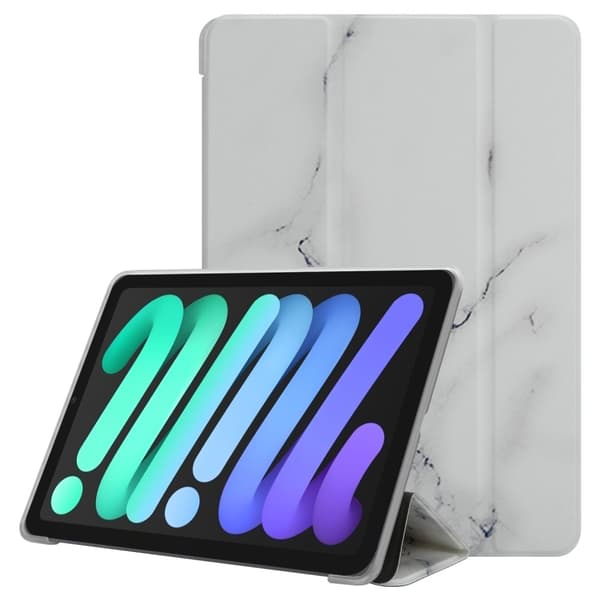iPad MINI 6 (8.3 tomme) Pungetui Cover Case () Hvid marmor