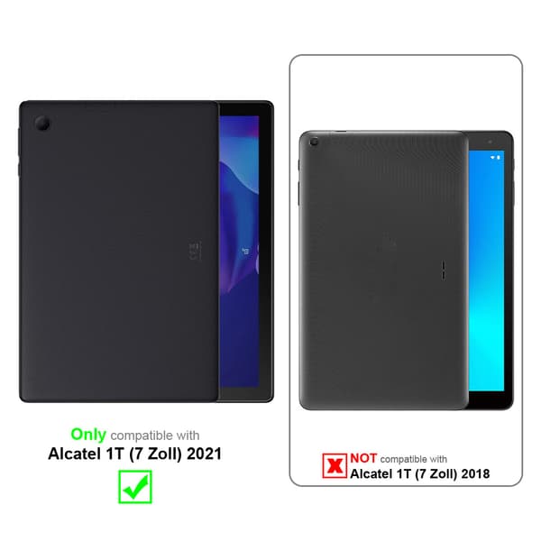 Alcatel 1T (7 Tulli) 2021 Suojakuori Suojakotelo Tablet Kotelo 60 astetta Faux Nahka Stand toiminto ja joustava hihna