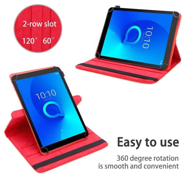 Fordal för surfplatta för Alcatel 3T (10 tum) Skal 360 Graders skyddsomslag av läderimitation med stativfunktion och elastiskt band