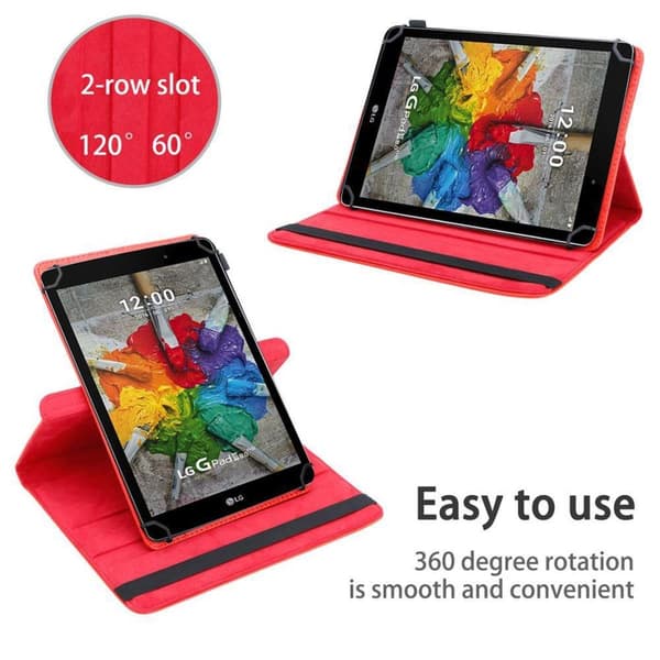 Fordal för surfplatta för LG G Pad 3 (8.0 tum) Skal 360 Graders skyddsomslag av läderimitation med stativfunktion och elastiskt band