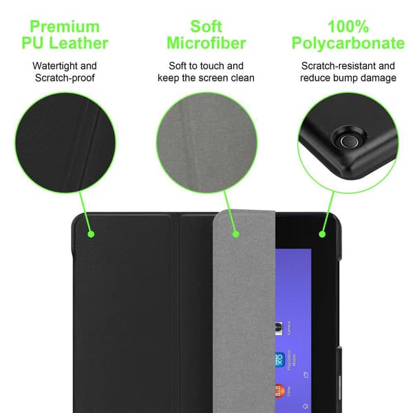 Sony Xperia Tablet Z2 (10.1 Zoll) Lompakkokotelo Matkapuhelinkotelo Suojakuori Ultra Thin Suojakotelo Auto Wake Up ja Stand-toiminto