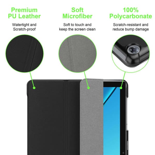 Deksel for Huawei MediaPad M5 / M5 PRO (10.8 tommer) Ultratynt Lommebokdeksel til Nettbrett med automatisk oppvåkning og stativfunksjon