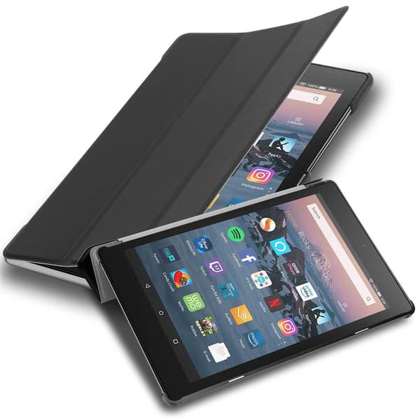 Deksel for Kindle FIRE HD 8 2017 / 2018 (7. und 8. Gen.) Ultratynt Lommebokdeksel til Nettbrett med automatisk oppvåkning og stativfunksjon SATENGSORT