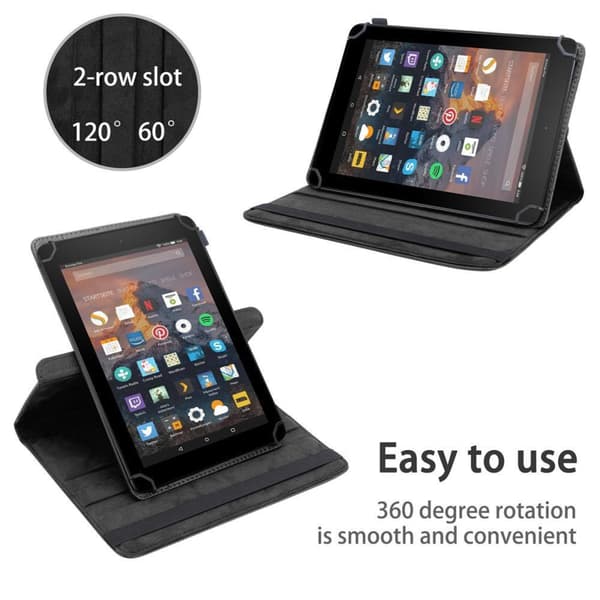Fordal för surfplatta för Kindle FIRE HD 8 2017 / 2018 (7. und 8. Gen.) Skal 360 Graders skyddsomslag av läderimitation med stativfunktion och