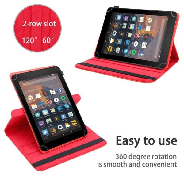 Fordal för surfplatta för Kindle FIRE HD 8 2017 / 2018 (7. und 8. Gen.) Skal 360 Graders skyddsomslag av läderimitation med stativfunktion och