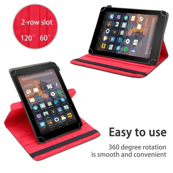 Fordal för surfplatta för Kindle FIRE HD 8 2017 / 2018 (7. und 8. Gen.) Skal 360 Graders skyddsomslag av läderimitation med stativfunktion och